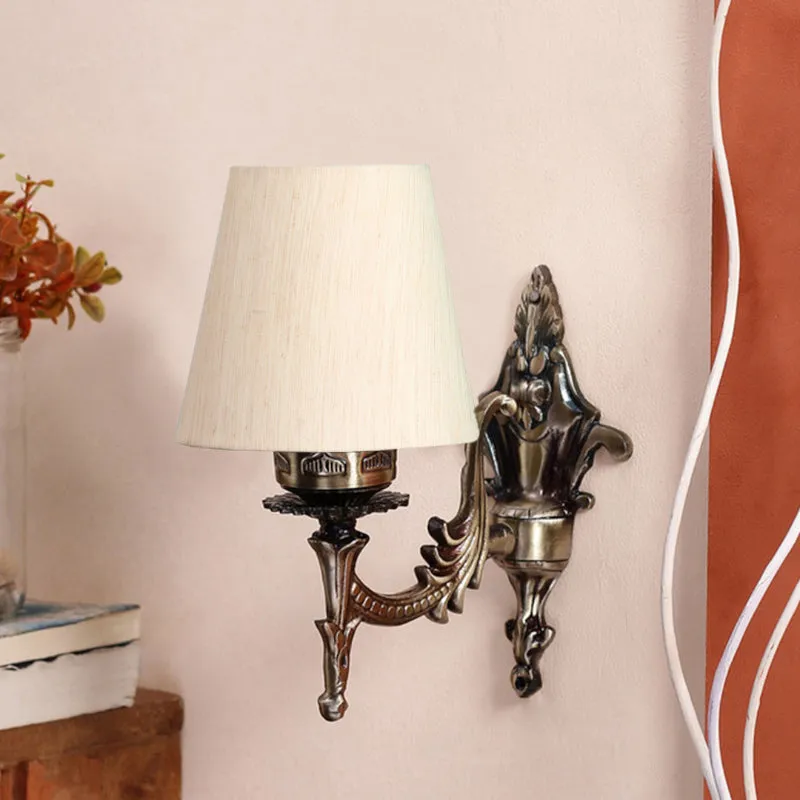 Vista Edrel Conical Fabric & Metal Wall Lamp - Off White media 3