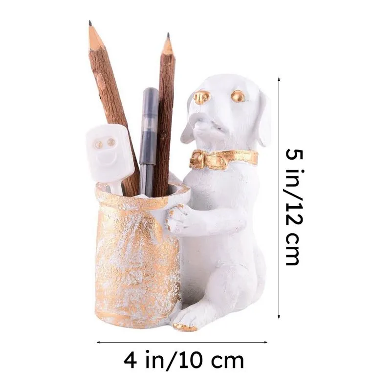 Pen Pal Puppy Painted Polyresin Pen Stand - White media 7