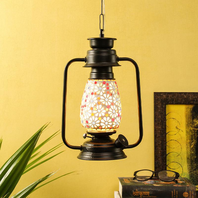 Admya Mosaic Lantern Glass Ceiling Lamp - Black media 2