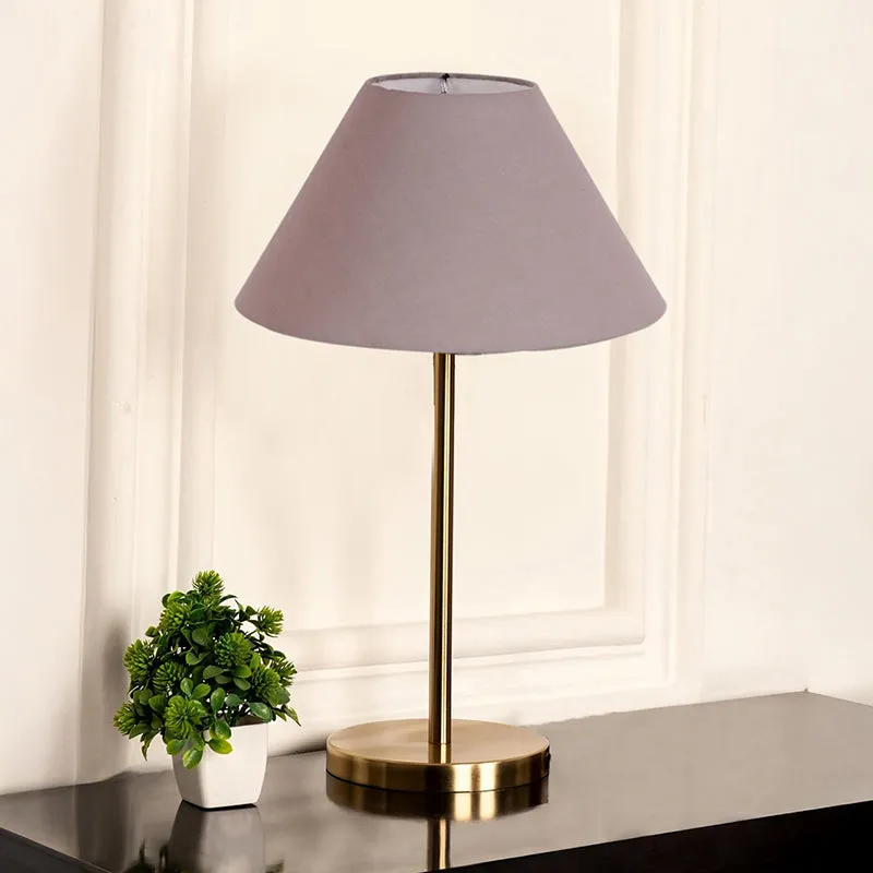Glow Mesa Cotton & Metal Table Lamp (Empire) - Grey,Gold media 2