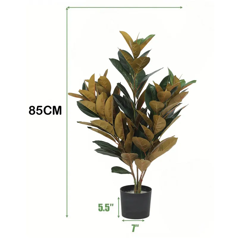 Everfern Artificial Rubber Plant With Black Plastic Pot - 2.8 Feet media 6