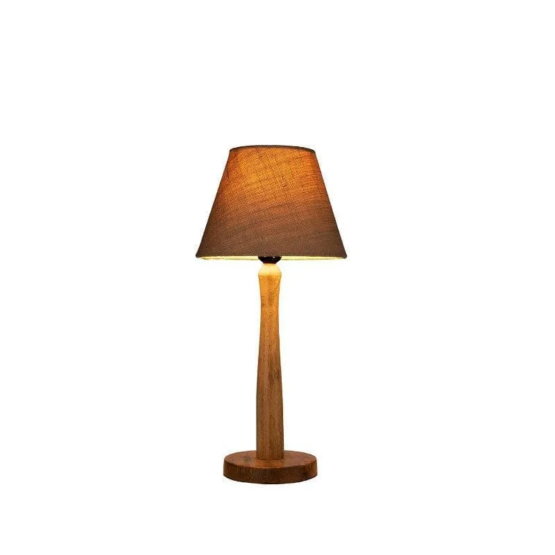 Classic Chic Fabric Table Lamp With Wooden Stand - Beige,Brown media 4