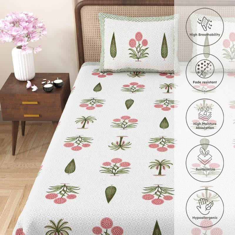 Gianni Printed Cotton Bedsheet (Green) - 200 TC media 3