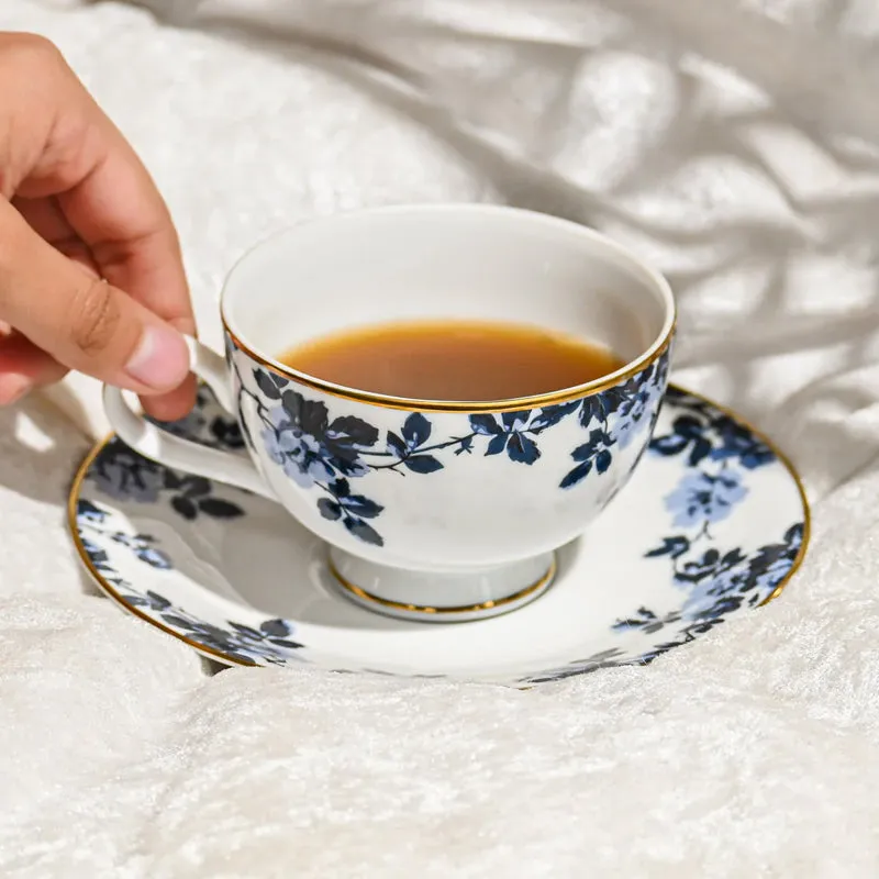 Zeneta Leaves 24k Gold Brushed Porcelain Cup & Saucer (280 mL) - Set of Six media 3