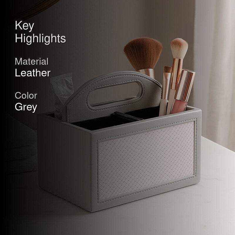 Savan Faux Leather Desk Organiser - Grey media 2