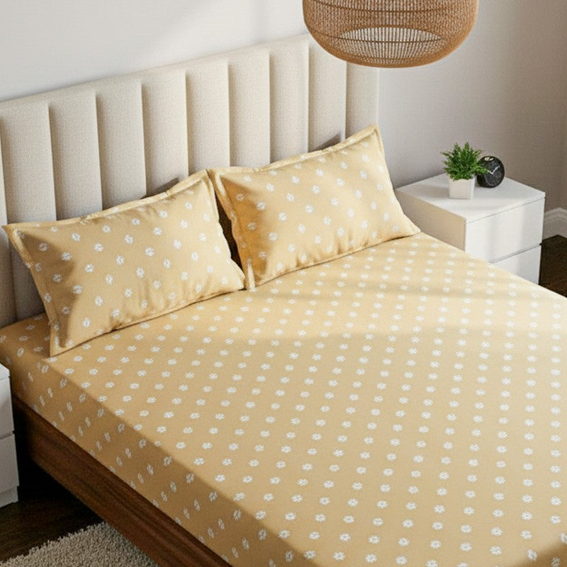 Gazal Floral Cotton Bedsheet (Beige) - 170 TC media 3