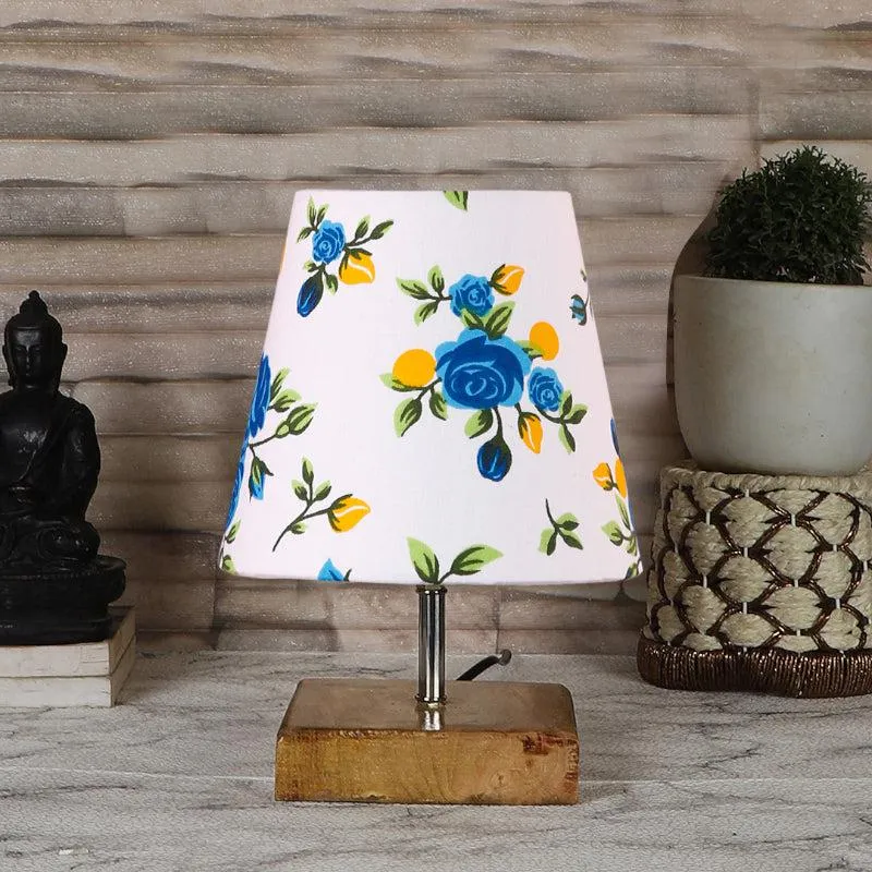 Tryda Blue Fleur Fabric Table Lamp - Multicolor media 3