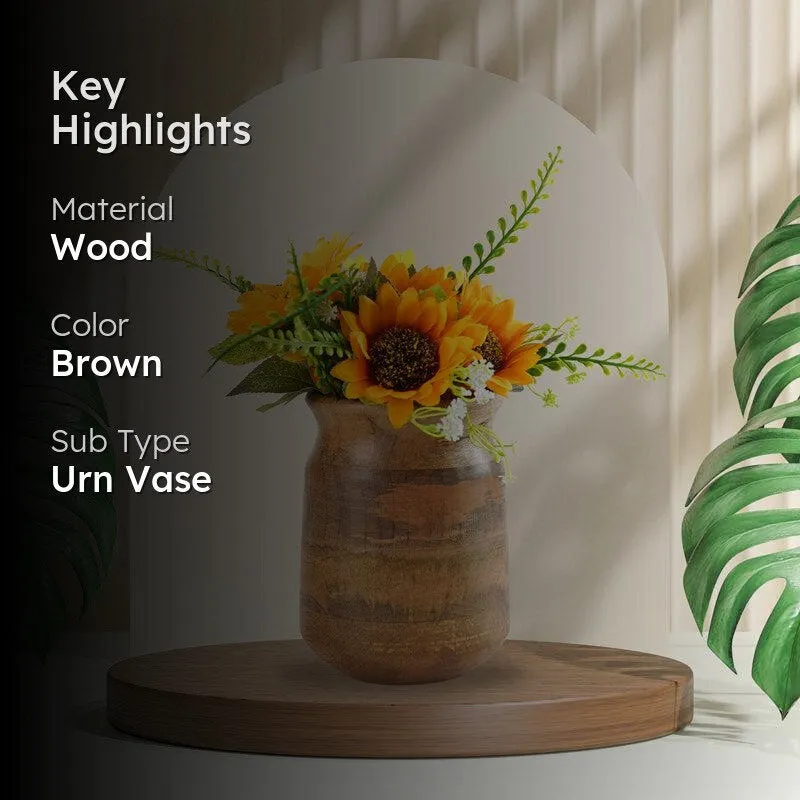 Mangia Wooden Vase - Light Brown media 2