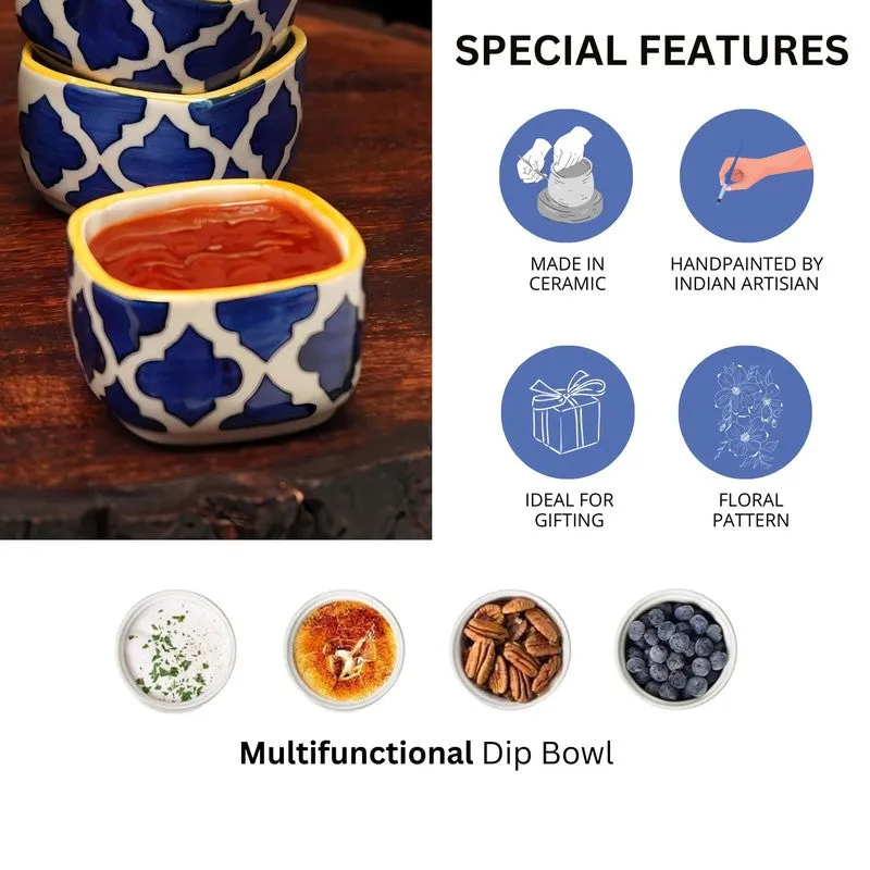 Dinea Ceramic Dip Bowls (Blue,Yellow ,40 mL Each) - Set Of Two media 4