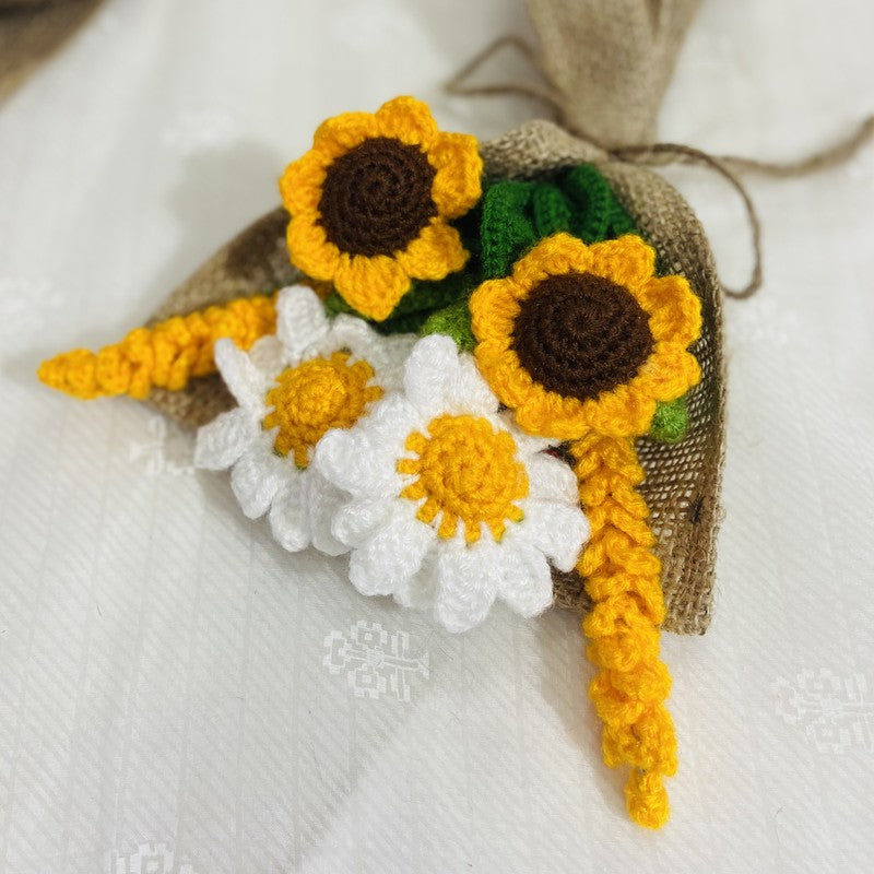 Crochet Handmade Sunflower Bouquet (Yellow) - Set Of Six media 4