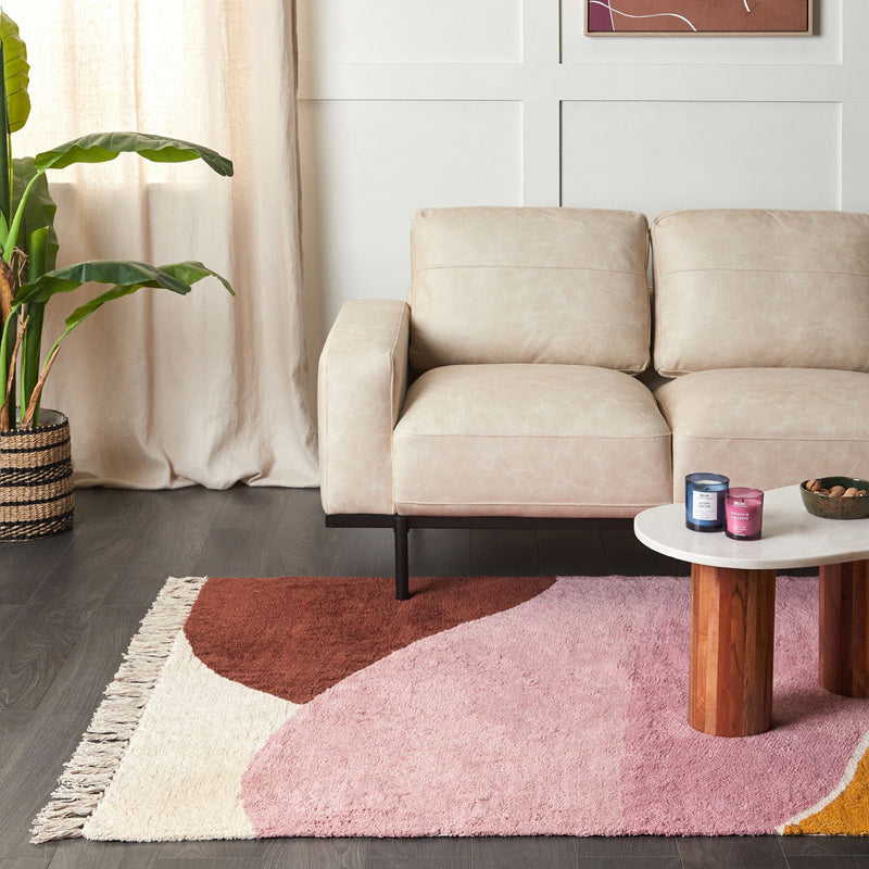 Abstracta Tufted Cotton Area Rug - Pink,Maroon media 3