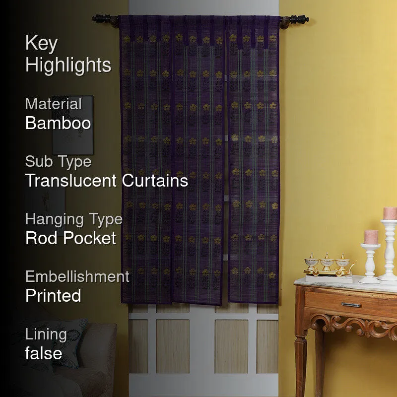 Forest Flow Three Panel Bamboo Curtain - Purple media 2