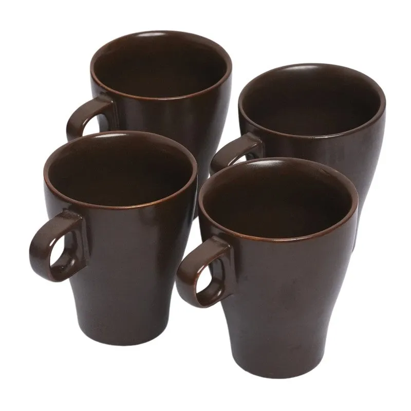 Ceramic Ceramic Coffee Mug (300 mL Each,Brown,Grey) - Set Of Four media 3