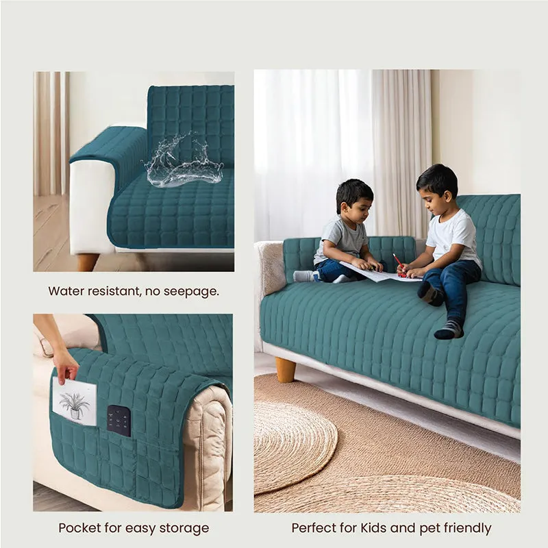 Urban Space Teal Textured Sofa Cover media 5