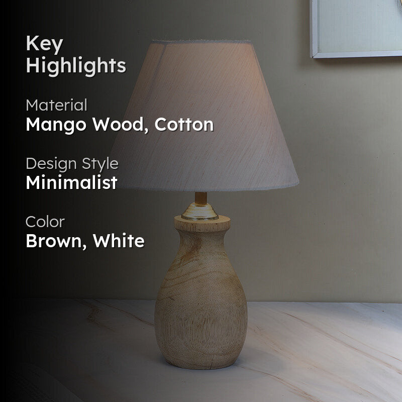 Truda Curve Solid Mango Wood Table Lamp - White image 2