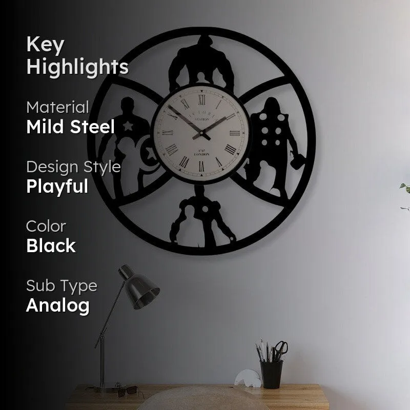 Superheroes Steel Analog Wall Clock media 2