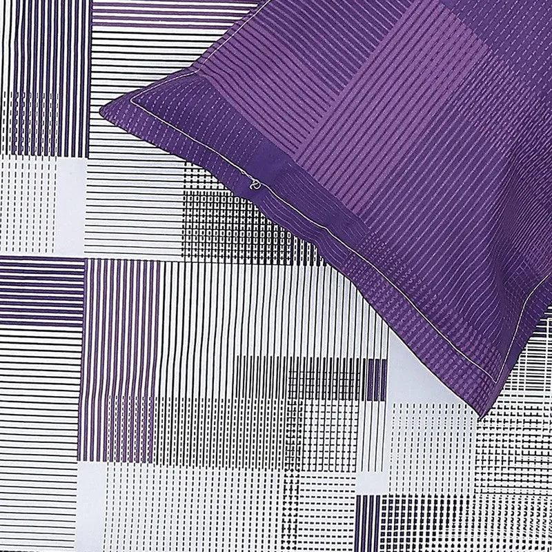 Monte Carlo Checkora Cotton Bedsheet (White,Purple) - 104 TC media 6