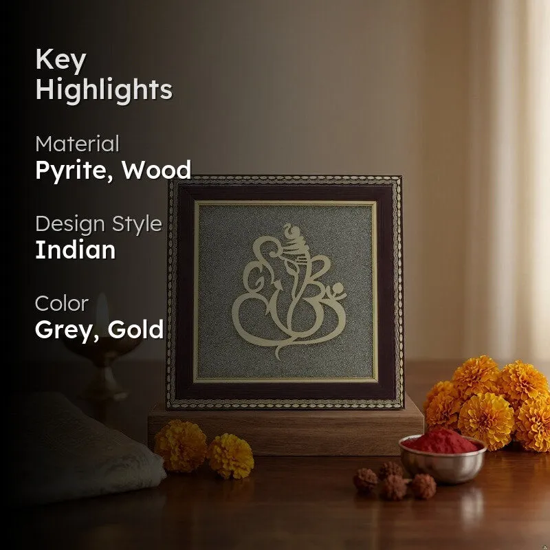 Divine Lord Ganesh Pyrite & Wood Wall Art media 2