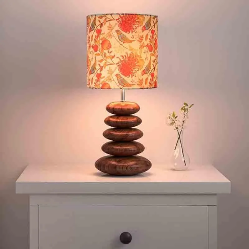 Amber Bubble Fabric Table Lamp - Multicolor media 1