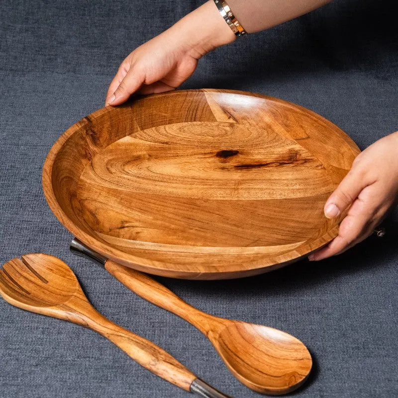 Verdant Shallow Wood Salad Bowl with Serving Spoons (1500 mL) - Three Piece Set media 8