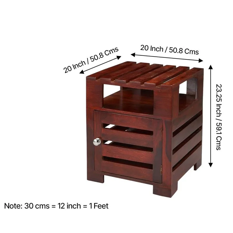 Wverix Sheesham Wooden Side & Bedside Table - Deep Brown media 11