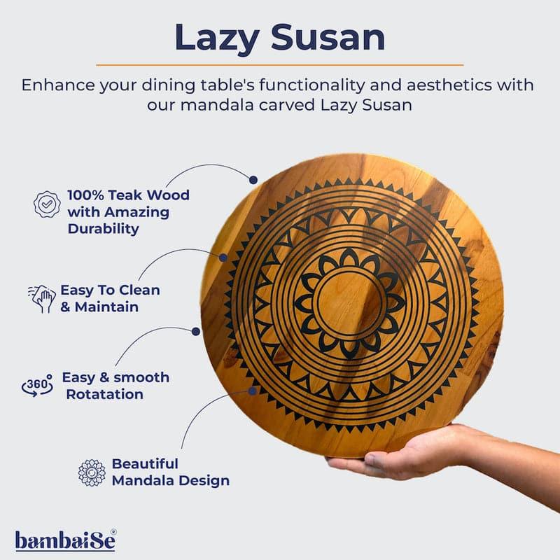 Mano Mandala Teak Wood Rotating Platter media 7