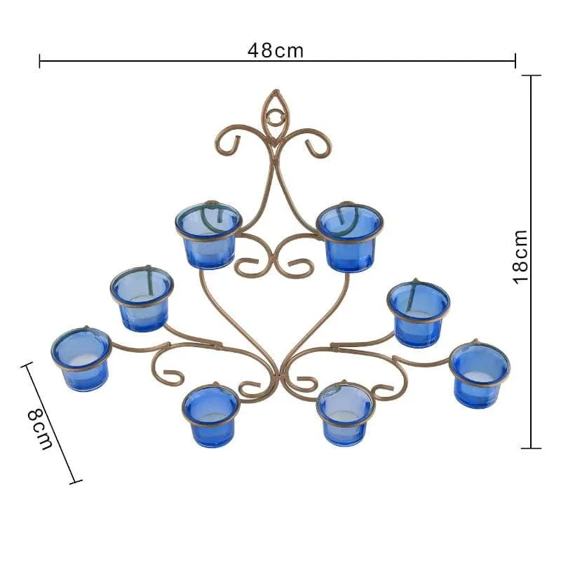 Floral Gold Frame Candle Holder - Blue media 4