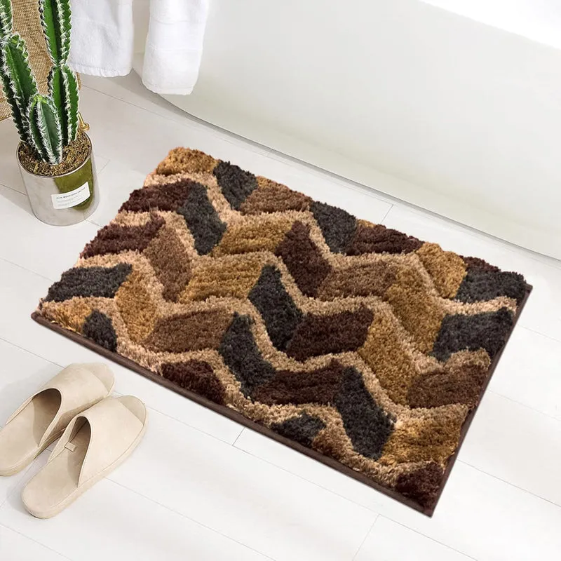 Chevra Wave Microfiber Bath Mat - Brown media 3