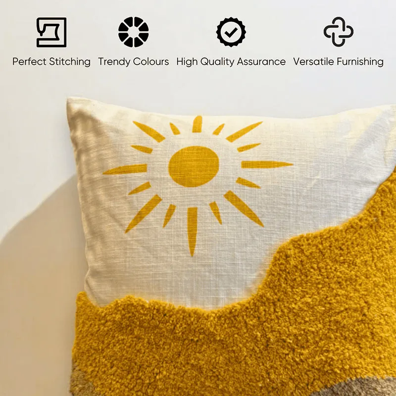 Midnight Sun Tufted Cushion Cover (Yellow & White) - Set Of Five media 4