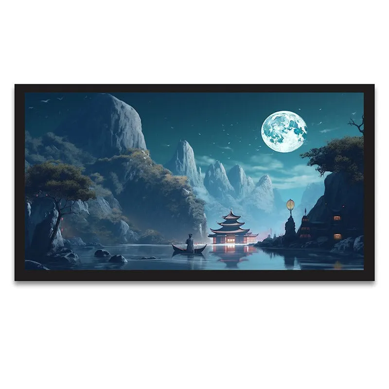 Moonlight Magic Valley Wall Painting With Frame media 5