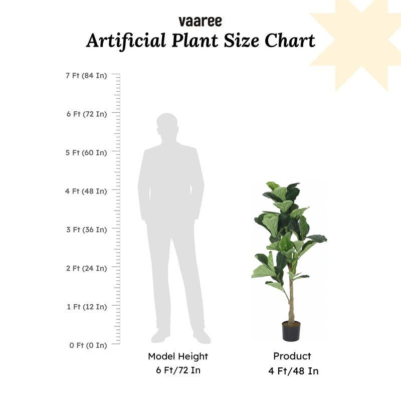 Faux Realtouch Green Fiddle Leaf Fig Tree With Black Plastic Pot - 3.9 Feet media 8