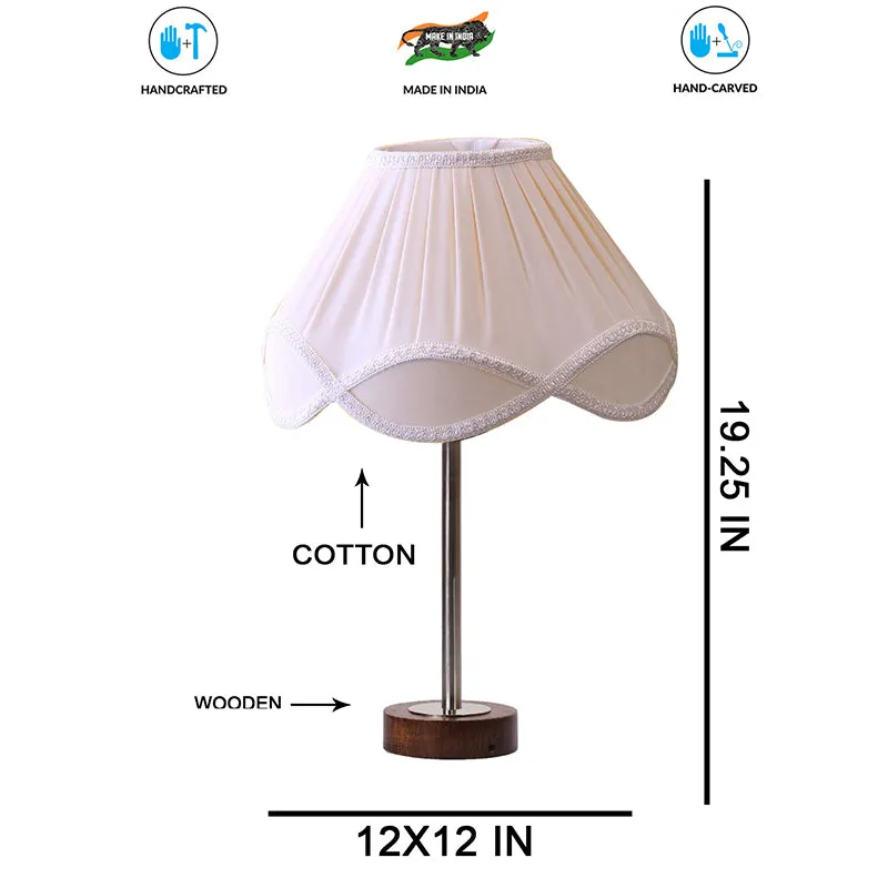 Valencia Rodin Wooden Table Lamp - OffWhite,Silver,Brown media 7