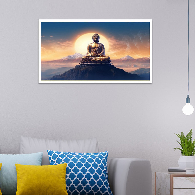 Buddha At Sunrise Canvas Wall Painting With Frame
