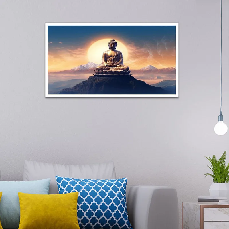 Buddha At Sunrise Canvas Wall Painting With Frame media 1