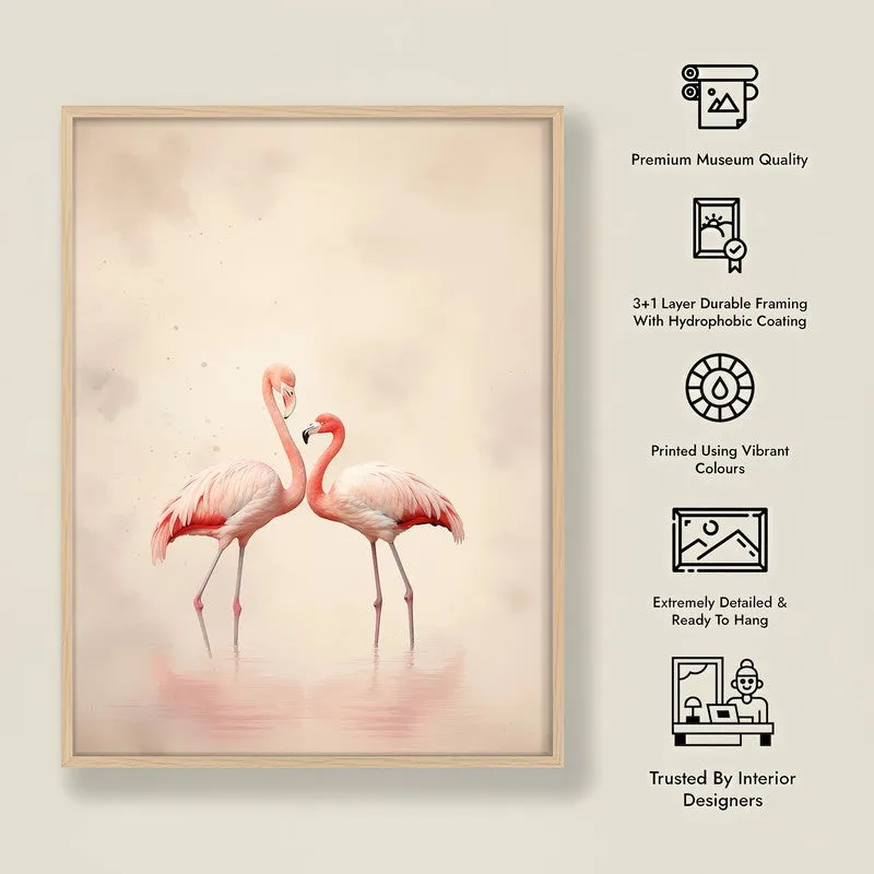 Flamingo Flo Archival Canvas Wall Art - Natural Brown Frame media 8