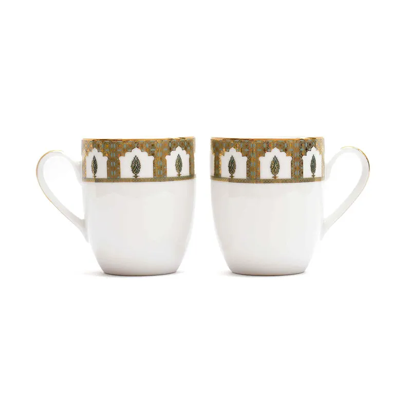 Gilded Chinar Coupe 24k Gold Brushed Porcelain Coffee Mug (280 mL Each) - Set Of Four media 4