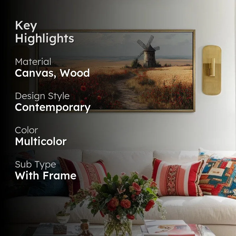 Windmill Calm Canvas Wall Painting With Frame media 2