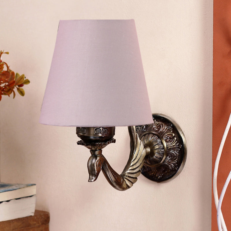 Amro Retro Conical Fabric & Metal Wall Lamp - Grey media 3