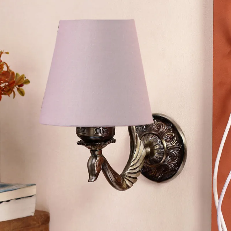 Amro Retro Conical Fabric & Metal Wall Lamp - Grey media 3