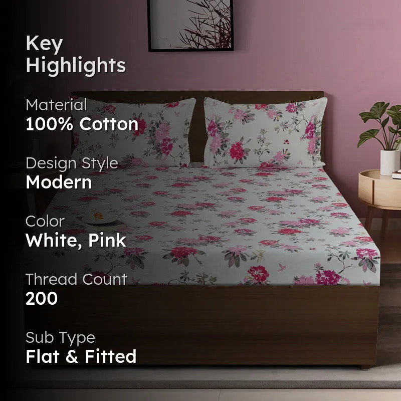 Swayam Ruvo Rosa Cotton Bedsheet (Pink) - 200 TC media 2