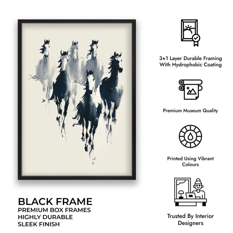 Rustic Horse Family Wall Painting With Black Frame media 10