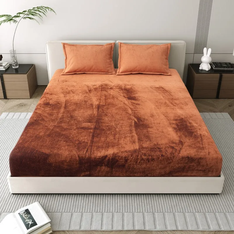 VelvetDream Woolen Bedsheet (Rust Orange) - 150 GSM media 3