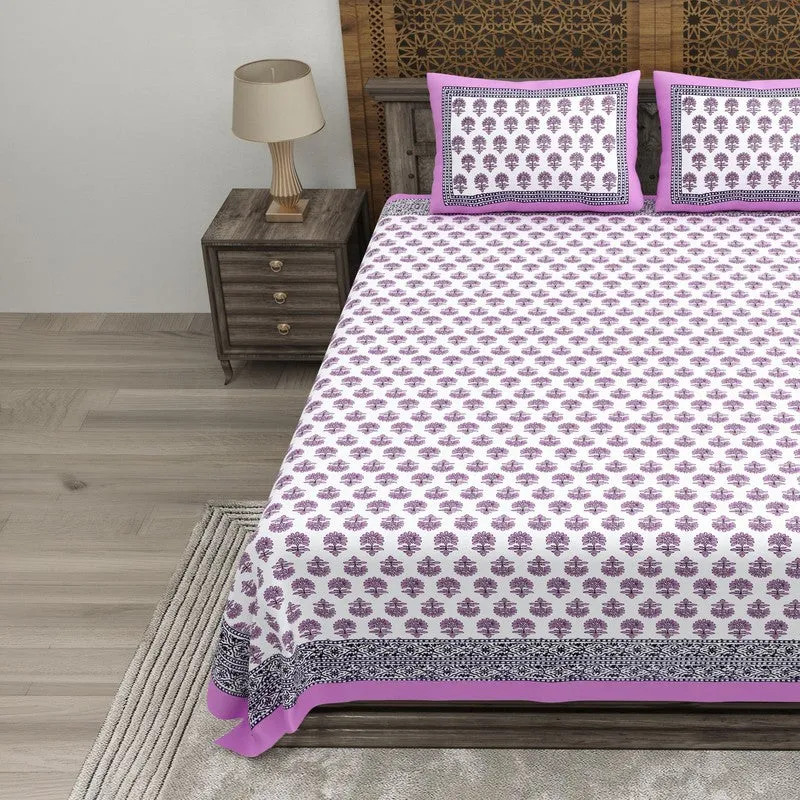 Designio Cotton Bedsheet (Purple,White) - 240 TC media 3