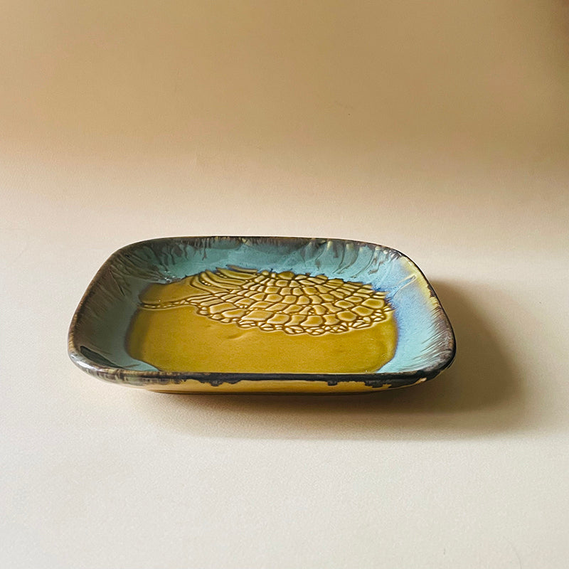 Planar Ceramic Platter - Beige, Teal media 6