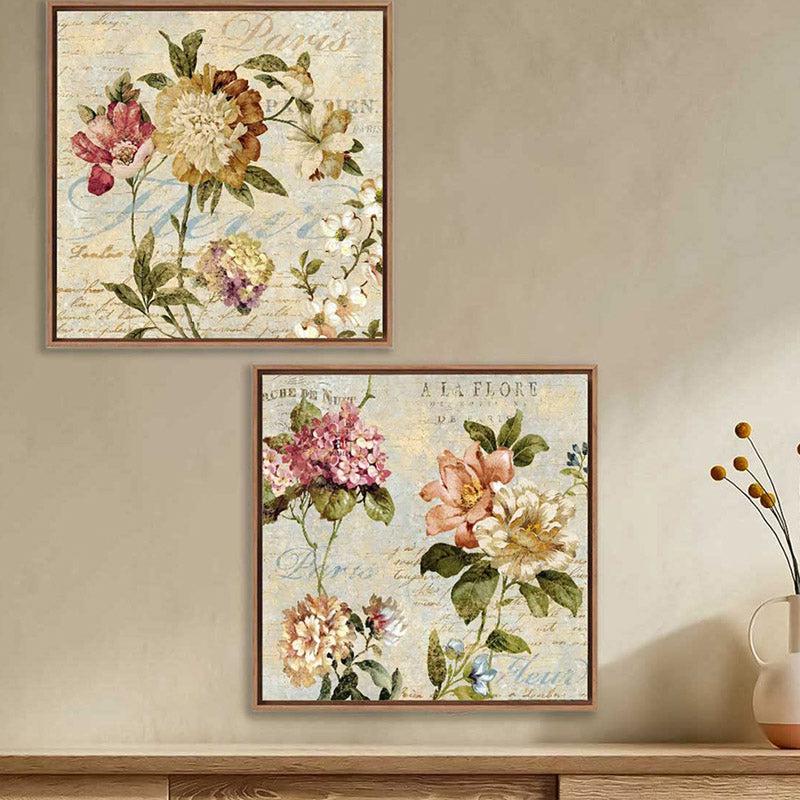 Gardner Floral Cotton Canvas Wall Art - Set Of Two