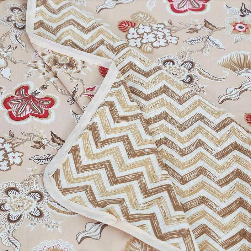 Abhi Cotton Cotton Dohar (Beige & Red)  - 185 GSM media 3
