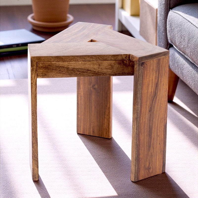 Jverox Sheesham Wooden Side & Bedside Table - Brown