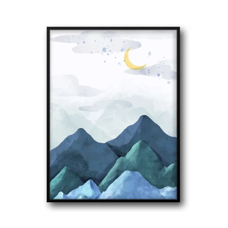 Crescent Blue Peaks Archival Paper Wall Art With Frame media 5