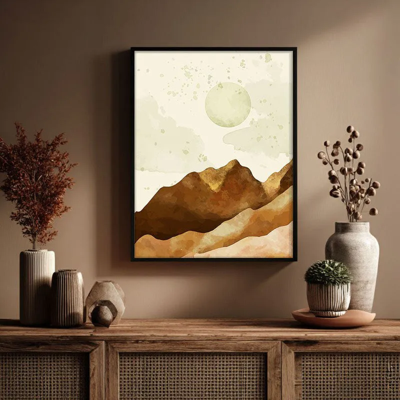 Moonlit Desert Peaks Archival Paper Wall Art With Frame media 3