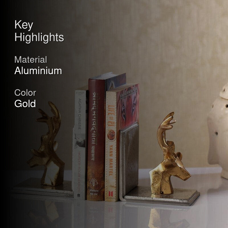 Deer Dimera Book Ends (Gold & Silver) - Set Of Two media 2